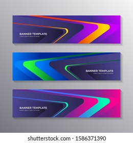 Gradient banner template, modern cool geometric shape neon glow, Applicable for web Banner, Header, Footer, Advertising in vector