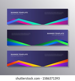 Gradient banner template, modern cool geometric shape neon glow, Applicable for web Banner, Header, Footer, Advertising in vector