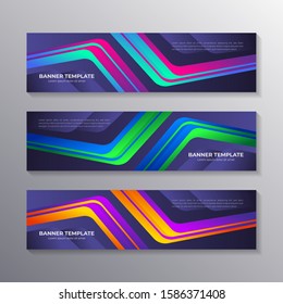 Gradient banner template, modern cool geometric shape neon glow, Applicable for web Banner, Header, Footer, Advertising in vector