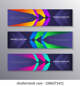 Gradient banner template, modern cool geometric shape neon glow, Applicable for web Banner, Header, Footer, Advertising in vector