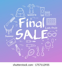 Gradient banner of woman accessories with white text Final Sale