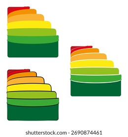 Symbol für Farbverlaufsbalken. Farbiges Schrittdiagramm. Moderne Vektorgrafik. Symbol für erfolgreichen Fortschritt. EPS 10.