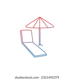 Gradient beach chair with umbrella line style icon design, Summer vacation and tropical theme Vector illustration