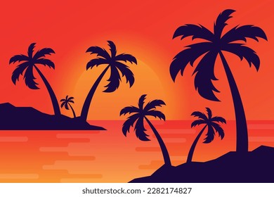 Gradient beach sunset scenery. EPS10