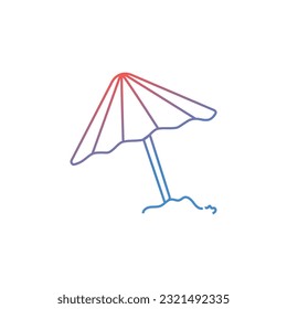 Gradient Beach umbrella icon. Outline beach umbrella vector icon for web design isolated on white background