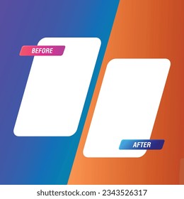 Gradient before and after background template. Two team vector templates. abstract graphical element. choose between two frames.