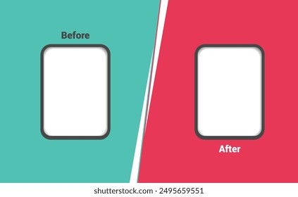 Gradient before and after background template. Two team vector templates. abstract graphical element. choose Before after template with comparison frames, vector thin line.