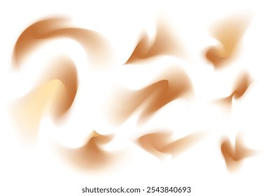 Gradient beige, brown blur wave form set, smooth sandy brush stroke isolated motion element, transparent background. Dream glow abstract dynamic watercolor shapes.