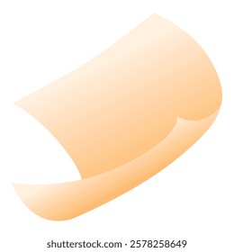 Gradient beige sheet of paper curling upwards on a white background, creating an elegant and minimalist visual