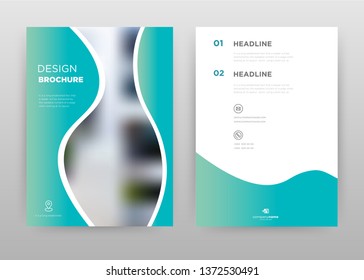 Gradient between blue and green business annual report brochure flyer design. Multipurpose abstract brochure template, include cover and back pages. Geometric waves flyer leaflet vector design.