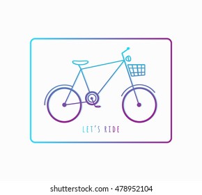Gradient bicycle icon. Hipster style.