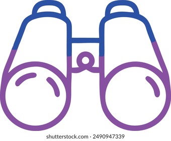 Gradient binoculars outlined in blue and purple, emphasizing clean lines.