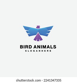 gradient bird animal logo design vector colorful