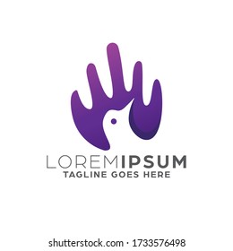Gradient Bird and Hand Logo Design Template