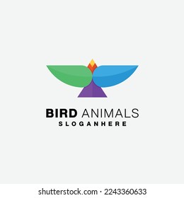 gradient bird logo design color vector