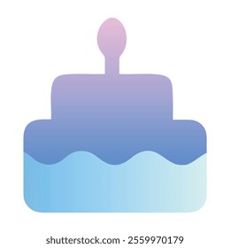 Gradient Birthday Cake with Candle Icon


