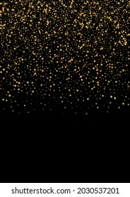 Gradient Birthday Sequin Background. Holiday Glitter Illustration. Gold Star Glitz Texture. Random Confetti Pattern. Golden Firework Design