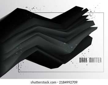 Gradient black 3D fluid shape vector abstract background dark matter, dynamic dimensional design element in motion, trendy modern style.