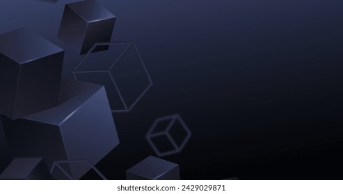 Gradient black background with cubes vector design in eps 10