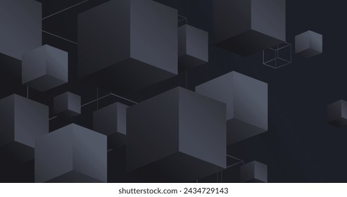 Gradient black background with cubes vector design in eps 10