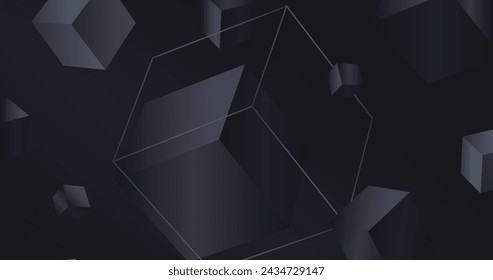 Gradient black background with cubes vector design in eps 10