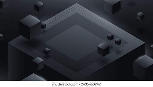 Gradient black background with cubes vector design in eps 10