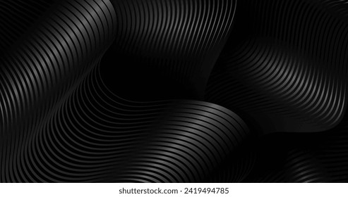 Gradient black background with wavy lines vector design in eps 10