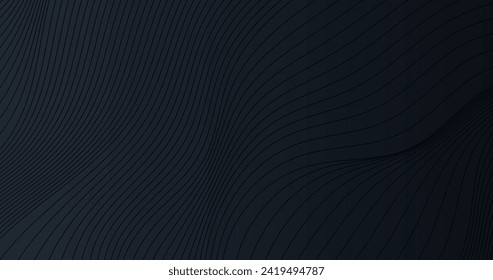 Gradient black background with wavy lines vector design in eps 10