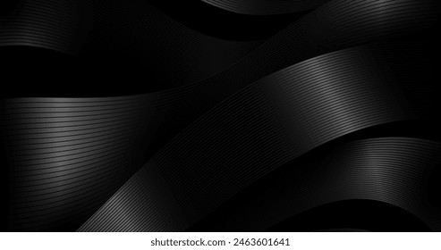 Gradient black background with wavy lines vector design in eps 10