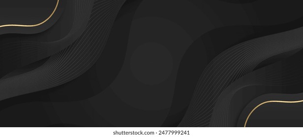 Gradient black background with wavy lines vector design in eps 10