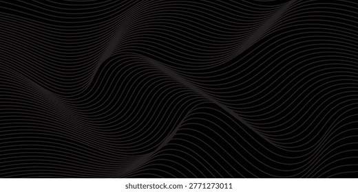 Gradient black background with wavy lines vector design in eps 10
