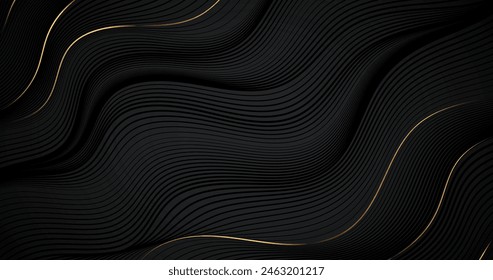 Gradient black backgrounds with golden frames vector design in eps 10