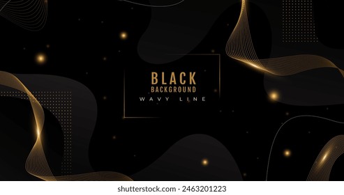 Gradient black backgrounds with golden frames vector design in eps 10