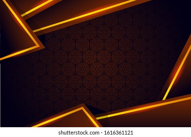 gradient black brown premium background with luxury dark golden geometric elements design. triangle and hexagon pattern background for poster, banner, flyer etc. 
