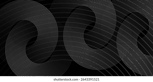 gradient black geometric abstract background overlap layer on dark space with waves lines decoration. Minimalist modern graphic design nice good simple art
