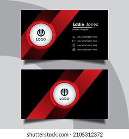 Gradient black and red with circle business card design template