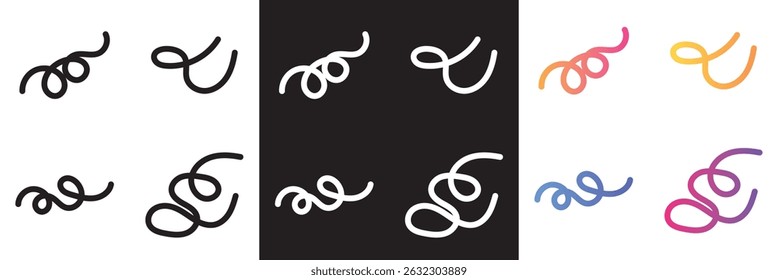 Gradient, black, and white color morph organic abstract shapes. Curved freehand style.  Doodle line rainbow artwork. Vector illustration. isolated on white and black background. EPS 10