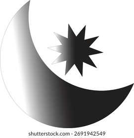 Gradient black and white moon star 