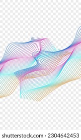 Gradient Blend Background Transparent Vector. Fiction Cover. Iridescent Wave Modern. Soundwave Relax Poster. Neon Warp Contour.