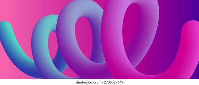 Gradient blend line. Futuristic abstract background with vibrant color 3d swirl shape for creative graphic design. Vector illustration.