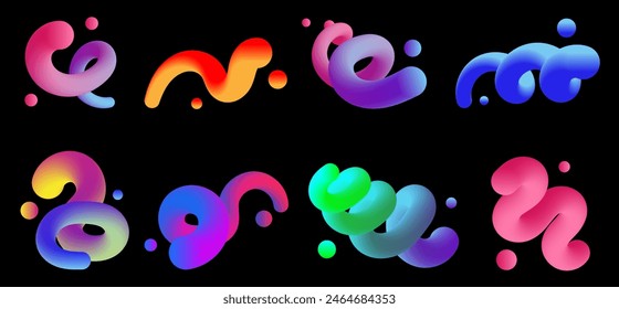 Gradient blend lines. Abstrac forms.  Elements design for mockup, banner, poster and background. Vector illustration