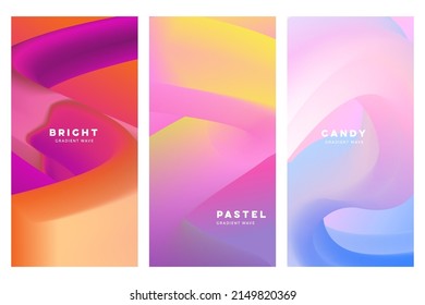 Gradient blend vector template set for design concepts, web, smartphone screen, presentations, banners, posters and prints. Abstract pastel fluid shapes vector trendy liquid colors backgrounds