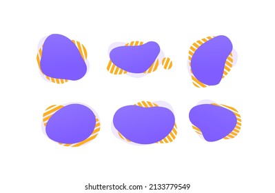 Gradient Blob Liquid Flat Abstract Shape Element with Two Colors Purple Yellow for Graphics Template