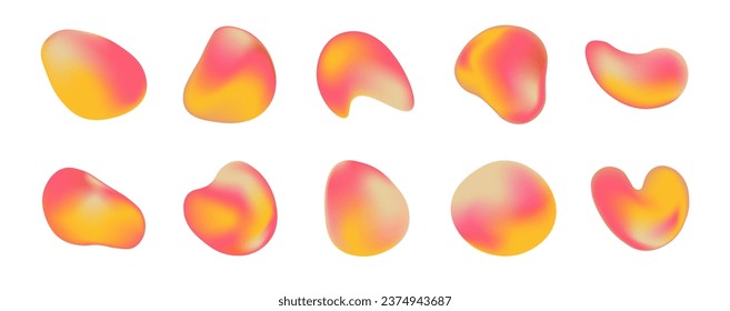 Gradient blob set. Abstract vector liquid form isolated on plain background. Blending design template