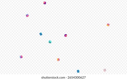 Gradient Block Vector Transparent Background. Bright Geometric Brick Presentation. Perspective Rhombus Pattern. Holographic Confetti Business Image.