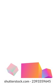 Gradient Block Vector White Background. Bright Business Rhombus Presentation. Style Polygon Template. Rainbow Confetti Geometric Cover.