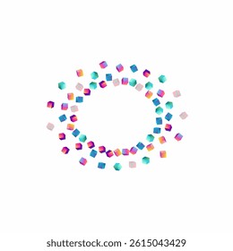 Gradient Block Vector White Background. Bright Structure Element Paper. Shiny Cube Presentation. Multicolored Box Geometric Wallpaper.
