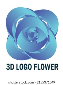 logotipo en forma de flor 3d azul gradiente, adecuado para negocios de belleza y salud, moda, boutique, EPA