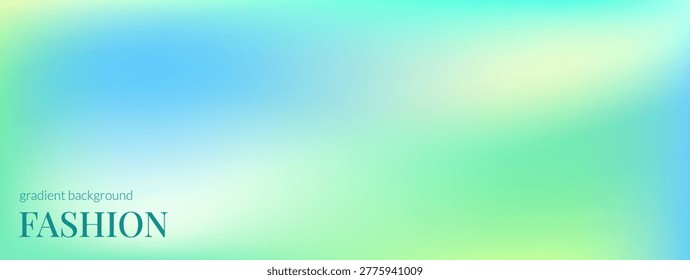 Gradient blue abstract background with mint green and yellow spring tones. Vivid aqua and turquoise gradation for fashion banner template. Bright summer vector backdrop with bold nature color energy.