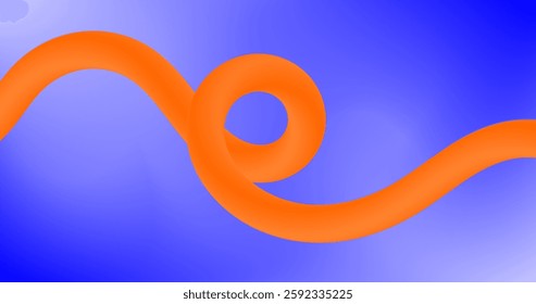 Gradient Blue Abstract background with orange fluid wavy lines. Vector illustration.